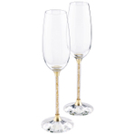 CRYSTALLINE TOASTING FLUTES GOLD TONE SET OF 2 水晶杯 2件套装