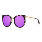 LOVEMARLYN VIOLET LEOPARD GOLD METAL PURPLE MIRROR LENS  墨镜