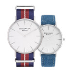 ROMANSON MENS NATO BAND WATCH TL6A30MMVWASC1 DENIM BAND EXTRA GIFT  男士手表 赠送牛仔面料表带