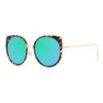 CINDY YELLOW LEOPARD GOLD METAL GREEN MIRROR LENS 墨镜