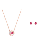 SPARKLING DC SET RND CZRD ROS 项链耳饰套装