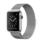 WATCH SWRIES 2 38mm SPACE BLACK STAINLESS STEEL CASE AND SILVER MILANESE LOOP 苹果智能手表