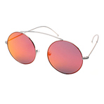 ROUND SUNGLASSES SILVER METAL+ORANGE RED MIRROR LENS 墨镜