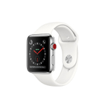 APPLE WATCH SERIES 3 GPS + CELLULAR, 42mm STAINLESS STEEL CASE WITH SOFT WHITE SPORT BAND 智能手表
