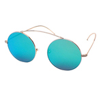 ROUND SUNGLASSES GOLD METAL GREEN MIRROR LENS 墨镜