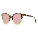 TOPGUN BEIGE LEOPARD GOLD METAL PINK MIRROR LENS 墨镜