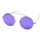 ROUND SUNGLASSES GOLD METAL PURPLE MIRROR LENS 墨镜