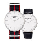 ROMANSON MENS NATO BAND WATCH TL6A30MMBWASC1 LEATHER BAND EXTRA GIFT  男士手表  赠送皮革表带
