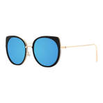 CINDY BLACK GOLD METAL BLUE MIRROR LENS   墨镜