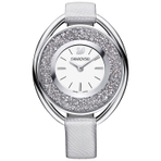 CRYSTALLINE OVAL LEATHER STRAP GRAY WHT STS    女士手表