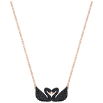 ICONIC SWAN NECKLACE DOUBLE JET ROS 项链