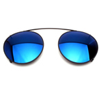 IRON III CLIP SUNGLASSES BLACK METAL BLUE MIRROR LENS 墨镜夹片