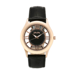 TIME ILLUSION BLACK LEATHER WATCH 手表