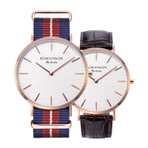 ROMANSON MENS FABRIC BAND WATCH TL6A30MMVRASC1 LEATHER BAND ADDITIONAL GIFT 男士手表 赠送皮革表带