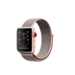 APPLE WATCH SERIES 3 GPS + CELLULAR, 38mm GOLD ALUMINUM CASE WITH PINK SAND SPORT LOOP 智能手表