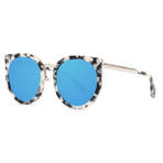 LOVE MARLYIN WHITE LEOPARD SILVER METAL BLUE MIRROR LENS 墨镜
