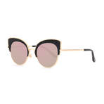 ROCOCO BLACK GOLD METAL PINK MIRROR LENS 墨镜