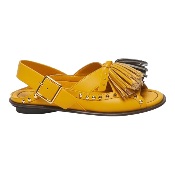 【SUECOMMA BONNIE】 Pompom flat sandal(yellow) Lotte Duty Free