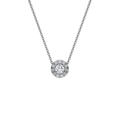 Eternity 헤일로 솔리테어 펜던트, 랩 그로운 다이아몬드 0.23ct tw, 라운드 쉐입, 스털링 실버