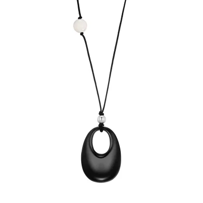 [sv925] bottle cap pendant string necklace :Black