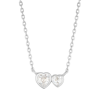 [에스파 카리나, (여자)아이들 슈화 착용] twin heart necklace : White