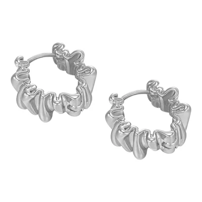 [전효성 착용] molten curl one-touch earring: White