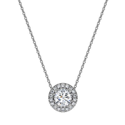 Eternity 헤일로 솔리테어 펜던트, 랩 그로운 다이아몬드 0.59ct tw, 라운드 컷, 18K 화이트 골드