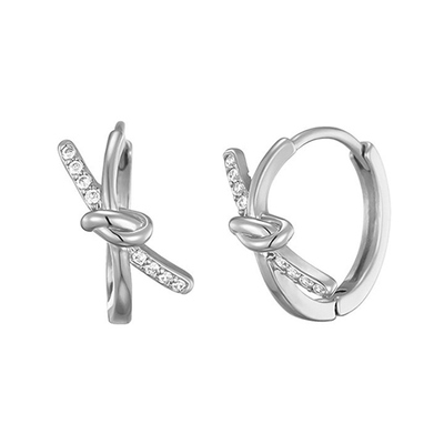 [이나경, 엔믹스 지우 착용]ribbon knot one-touch earring: White