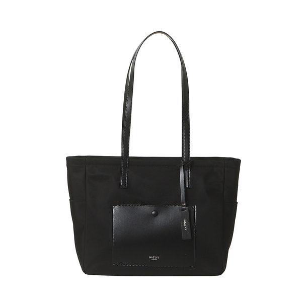 ★韓国の人気★[HAZZYS] Premium Logo Patch Leather Tote Bag S Isabelle 2 in 1 Scoop Neck Tote – Versatile Vegan Leather