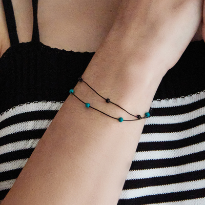 [김연아,오마이걸 착용] [2SET] gemstone band-bracelet(turquoise+black onyx)