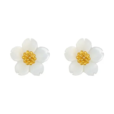 [sv925] mother-of-pearl blossom earrings