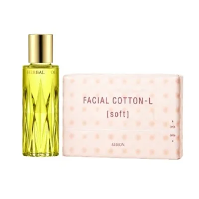 ALBION LUMINOUS HERBAL OIL & ALBION FACIAL COTTON-L [SOFT]