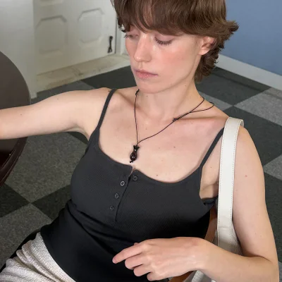 Brown Agate Calabash necklace [Brown]