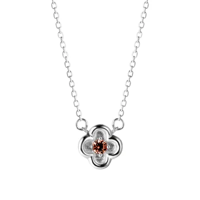 [925 silver] Un.silver.222 / clover dew necklace (루비레드)
