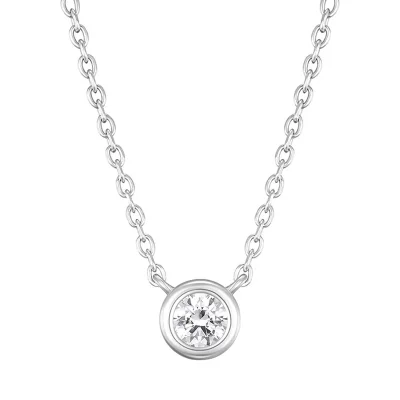 [sv925] solo bezel round necklace :White
