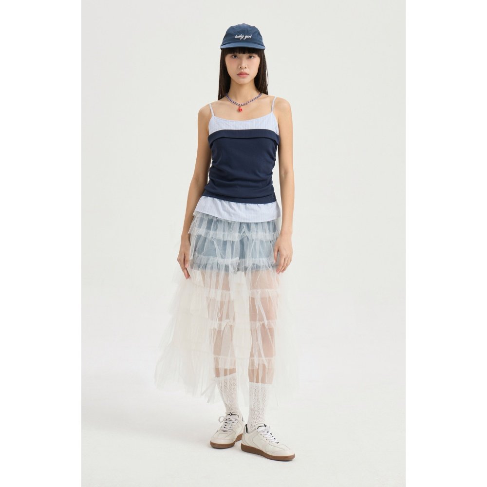 롯데면세점 [럭키슈에뜨] Stripe Colored Sleeveless T-shirt