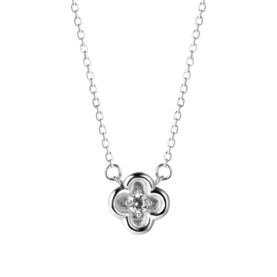[925 silver] Un.silver.222 / clover dew necklace (화이트)
