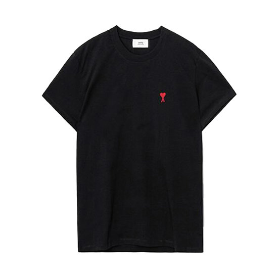 CREWNECK T-SHIRT WITH AMI HEART EMBROIDERY - BLACK