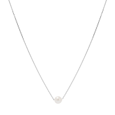 Un.silver.131 / simple pearl necklace (silver)