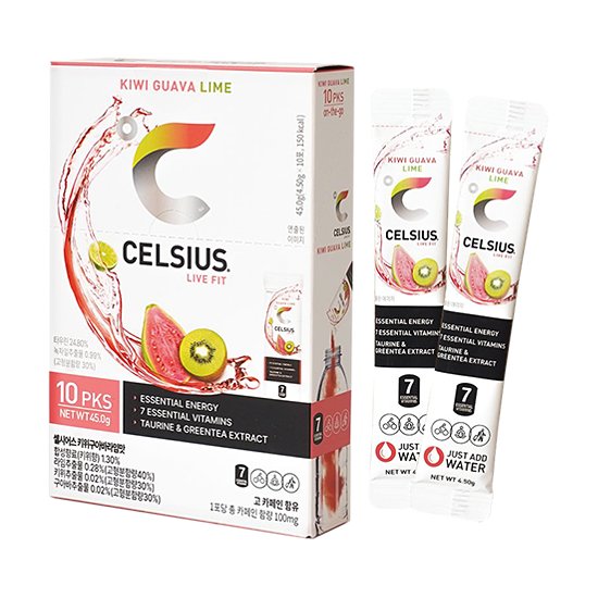CELSIUS ON THE GO KIWI&amp;GUAVA (LOW CALORY, NATURAL CAFFEINE, VITAMIN INCLUDED FITNESS DRINK)