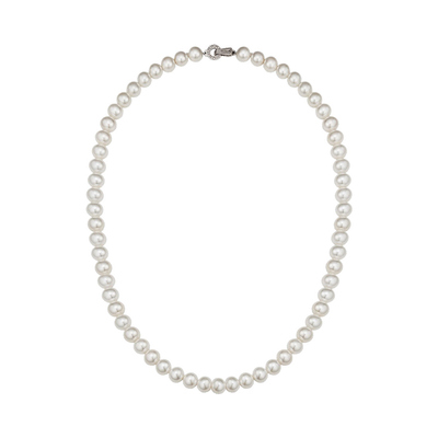 SILVER PEARL LONG NECKLACE (8MM)