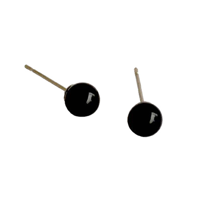 실버 천연 오닉스 블랙 진주 귀걸이 6mm