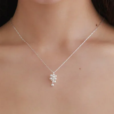 silver grape simple necklace JN054