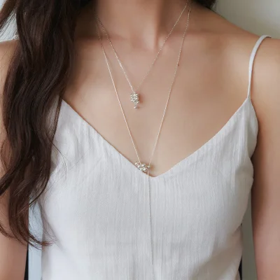 silver grape chain drop necklace 2color JN052 silver