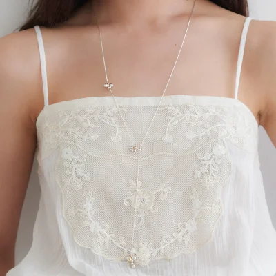 silver grape Y position necklace JN051
