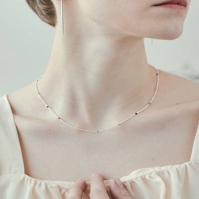[에스파 카리나,이선빈,박규리,강지영,허영지,비비 착용] silver jelly bean-necklace