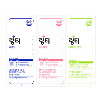 링티 레몬,복숭아,샤인머스캣 3박스 1세트(맛 별로 1박스씩)