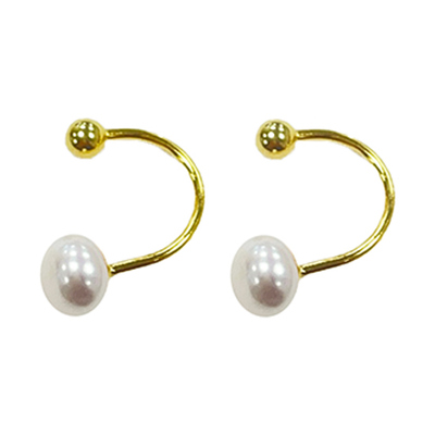 [925 SILVER] U-Shaped Baby Pearl Earring