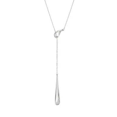Swarovski Classica Y 펜던트, 라운드 컷, 화이트, 스털링 실버