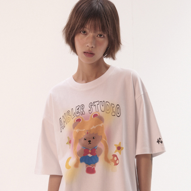 Tシャツ・カットソー +AMBLER+ Patch Overfit Brushed Sweatshirt Black AMM1105 Lotte Duty Free